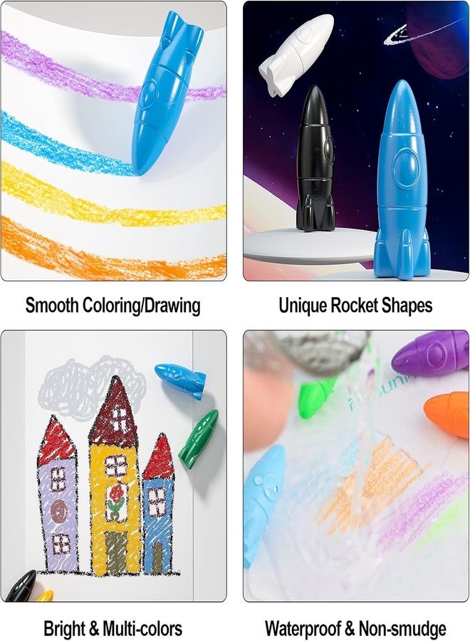 SAMVARDHAN Rocket Shaped Crayons for Kids - Non-Toxic Washable Crayons | Space-Themed |Easy Grip & Vibrant Colors | Art Supplies Creative Coloring Crayon Set for Toddlers & Children (12 Colors) - Image 4